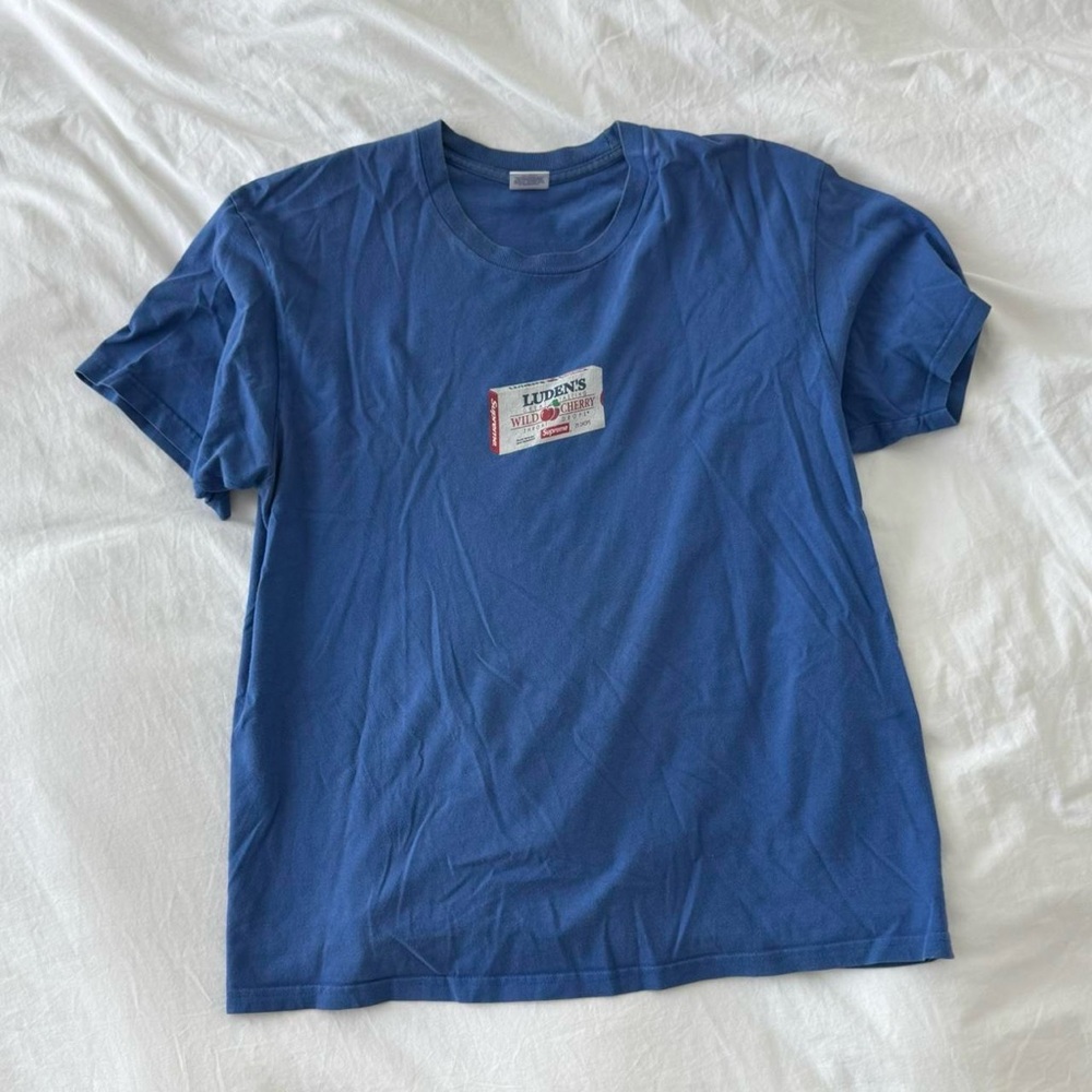 Authentic Supreme x Ludens cherry blue tee